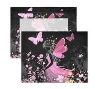 Foiosoh Astuccio con cerniere lisce, tasca a 3 anelli per raccoglitori a 3 anelli, confezione da 2 pezzi per studenti, forniture artistiche per riporre fiori, fate, farfalle