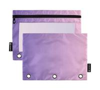 Foiosoh Astuccio per matite colorato verde e rosso per 3 anelli, astuccio per finestra trasparente leggero con cerniera liscia per scuola ufficio materiale universitario, Gradiente viola, 1 size,