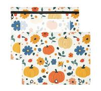 Foiosoh Astuccio per matite con cerniere lisce, in plastica, per lettere formato A4, confezione da 2 pezzi, per insegnanti, classe Samll Patten, zucca, bianco