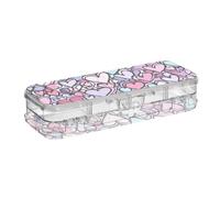 Foiosoh Astuccio per matite in plastica trasparente a due piani con cuori e cuori in cartone animato, per bambini, con coperchio a scatto
