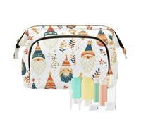 Foiosoh Astuccio per trucco da donna, colore blu limone e foglia, con cerniera di grande capacità, 1 size, colore beige, varietà di nani beige, 1 size, cartone animato