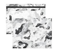 Foiosoh Astuccio portamatite con cerniera, in plastica, per lettere formato A4, confezione da 2 pezzi, per studenti e rientro a scuola, mimetico, colore: bianco