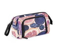 Foiosoh Astuccio portamatite di grande capacità, astuccio con scomparti, per ragazzi, università, divertente frutti di bosco, viola