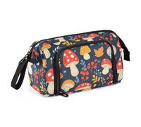 Foiosoh Astuccio portamatite di grande capacità con scomparto per studenti, scuola preparatoria, trifoglio e quadretti, verde, Fungo Foglio Personalizzato Blu Navy, 1 size, cartone animato