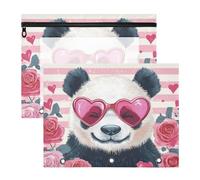 Foiosoh Astuccio portapenne portatile per lettere formato A4, confezione da 2 pezzi, per insegnanti, ritorno a scuola, con grazioso panda, rosa pesca