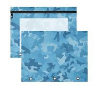 Foiosoh Astuccio portatile tascabile per lettere formato A4, confezione da 2 pezzi, per studenti e oggetti artistici, colore: blu scuro mimetico