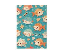 Foiosoh Bandiera da giardino a forma di pesce palla 71 x 101 cm robusta bandiera floreale per esterni cortile casa piccole vacanze stagionali prato patio bandiere decorative