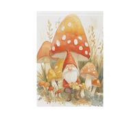 Foiosoh Bandiera da giardino con gnomo e funghi rossi, 30,5 x 45,7 cm, robuste bandiere da giardino di benvenuto per esterni, cortile, casa, piccole vacanze stagionali, prato, patio, bandiere