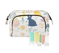 Foiosoh Beauty case con leopardo e cuore in stile cartone animato, borsa per cosmetici essenziali, borsa per il trucco, borsa per riporre carte e chiavi, Coniglio di Pasqua Colorato Safari Semplice, 1
