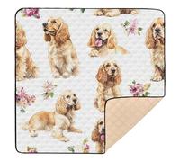 Foiosoh Beauty Cocker Dogs - Tappetino da gioco pieghevole per bambini, 1 pezzo, per attività di intrattenimento, 127 x 127 cm, colore: bianco