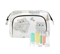 Foiosoh Beauty Polar Bear White Makeup Bags Essentials Cosmetici Borse da viaggio per le donne Borse cosmetiche per borsa per trucco da viaggio, Gatti Selkirk Rex bianchi e marroni, 1 size, Cartoni