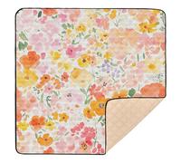 Foiosoh Beauty Summer Flowers - Tappetino antiscivolo grande per attività e palestra per bambini, leggero, per gattonare i bambini, 127 x 127 cm, colore: arancione