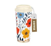 Foiosoh Bellissimi piccoli fiori bianchi da viaggio bicchieri da caffè per le donne con coperchio tazza da caffè per andare tazze termiche in acciaio inox per bevande calde fredde 500 ml a prova di