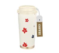 Foiosoh Bicchieri da viaggio semplici con fiori rossi e neri per caffè con coperchi tazze da caffè in acciaio inossidabile tazza da caffè isolata per caldo e freddo 17 once a prova di fuoriuscite