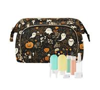Foiosoh Borsa cosmetica bianca a forma di cuore e stella, leggera, da appendere, borsa da toilette da viaggio, borsa da donna per cosmetici da viaggio, Carino mostri e zucche nere, 1 size, Cartoni