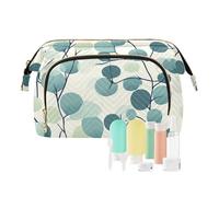 Foiosoh Borsa cosmetica bianca con foglia di campagna Borsa per il trucco leggera e grande borsa per il trucco pennelli per il trucco, Freschezza delle foglie verde chiaro, 1 size, cartone animato