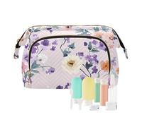 Foiosoh Borsa cosmetica da viaggio impermeabile con motivo a casa divertente color pesca borsa cosmetica da viaggio per donna da viaggio, fiori Rustico viola, 1 size, Cartoni