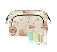 Foiosoh Borsa cosmetica da viaggio portatile con fiori viola per cosmetici da viaggio per cosmetici da viaggio, Simpatica medusa beige, 1 size, Cartoni