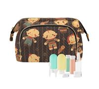 Foiosoh Borsa cosmetica da viaggio portatile di grande capacità di trucco dei fiori dell'annata Borse cosmetiche per la borsa per la spazzola, Motivo strega, marrone, 1 size, Cartoni