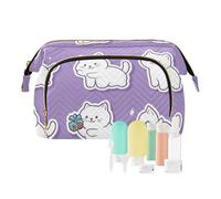 Foiosoh Borsa cosmetica impermeabile da viaggio per cosmetici con gatti bohémien color pesca calda per donne borsa da viaggio per riporre cosmetici, Gatti angora turchi Viola, 1 size, Cartoni