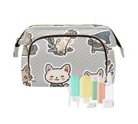 Foiosoh Borsa cosmetica impermeabile da viaggio per cosmetici con gatti bohémien color pesca calda per donne borsa da viaggio per riporre cosmetici, Cornish Rex gatti Grigio, 1 size, Cartoni