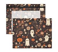 Foiosoh Borsa cosmetica multiuso a 3 anelli tasca per raccoglitori a 3 anelli, confezione da 2 articoli per studenti in classe simpatici mostri Halloween