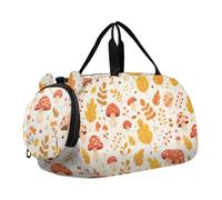 Foiosoh Borsa da palestra con foglie autunnali e funghi con scomparto per scarpe, leggera, per viaggi, sport, borsone e weekend, Foglie d'autunno Funghi, 1 size, Moderno/adattabile