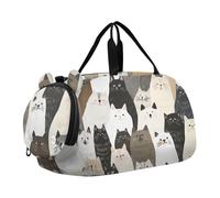 Foiosoh Borsa da palestra estetica con gatti ragdoll bianchi per bambini carina con scomparto per scarpe leggera durante la notte Weekender borsa da viaggio per viaggi, nuoto, danza, balletto, Gatti