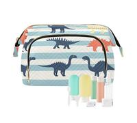 Foiosoh Borsa da toeletta arancione zucca borsa essenziale borsa cosmetica borsa per il cambio monete da donna per organizzatore di trucco, Dinosauri e strisce blu, 1 size, Cartoni