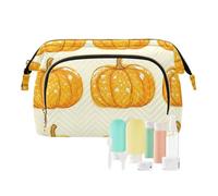 Foiosoh Borsa da toeletta con zucca arancione, borsa per cosmetici da donna, portamonete per organizer per trucco, zucca arancione, 1 formato, cartone animato, Zucca Arancia, 1 size, Cartoni