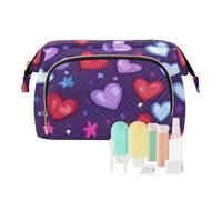 Foiosoh Borsa da toeletta per la festa del papà, con cerniera, borsa cosmetica da viaggio per articoli da toeletta organizer da viaggio, con scritta "love red and stars", 1 formato, cartone animato,