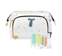 Foiosoh Borsa da viaggio con bellissimi fiori pesca e blu borsa da toilette da appendere borsa da toilette da donna portamonete per cosmetici da viaggio, cravatta e pois bianchi, 1 size, Cartoni