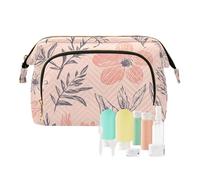 Foiosoh Borsa da viaggio con fiori vintage nero e beige, borsa cosmetica portatile per borsa per trucco borsa per accessori da viaggio, fiori vintage pesca, 1 formato, cartone animato, Fiori Vintage