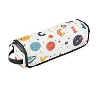 Foiosoh Borsa da viaggio per attrezzi da donna con tappetino rimovibile resistente al calore, grande custodia da viaggio per arricciacapelli, piastra per capelli piatta, pianeti esterni, bianco