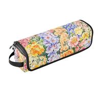 Foiosoh Borsa da viaggio per attrezzi da donna con tappetino rimovibile resistente al calore, impermeabile, organizer da viaggio per arricciare i capelli, arricciacapelli, asciugacapelli, fiori