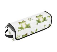 Foiosoh Borsa da viaggio per strumenti per capelli con cuscinetto resistente al calore, antipolvere, borsa da viaggio per piastra arricciacapelli, asciugacapelli piatto, rana e foglia divertente
