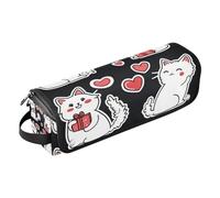 Foiosoh Borsa da viaggio per strumenti per capelli, con tappetino resistente al calore, impermeabile, per ferri da stiro, piastre, ferri arricciacapelli, gatti ragdoll e cuore, nero