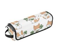 Foiosoh Borsa da viaggio per utensili da parrucchiere con tappetino in ferro, organizer per utensili da cucina e accessori per la cura dei capelli, trifoglio e gatto, bianco