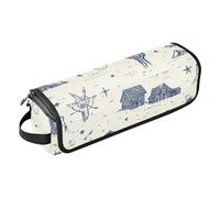 Foiosoh Borsa da viaggio per utensili per capelli e tappetino resistente al calore, impermeabile, custodia da viaggio per ferro arricciacapelli, piastra per capelli piatti, piccola città occidentale