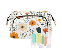 Foiosoh Borsa per il trucco bianca con girasole uccelli borsa impermeabile da viaggio per cosmetici da donna per borsa da toilette kit da viaggio organizzatore, girasole api bianco, taglia unica,