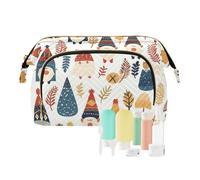 Foiosoh Borsa per il trucco blu limone e foglia cerniera grande capacità borsa cosmetica da viaggio borsa da donna portamonete per cosmetici articoli da toeletta, varietà di nani e foglie beige, 1