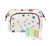 Foiosoh Borsa per il trucco di freschezza del limone giallo borsa dell'organizzatore cosmetico impermeabile della borsa delle donne della borsa della moneta per, rosso e blu piccolo pianeta America, 1