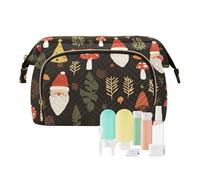 Foiosoh Borsa per il trucco di freschezza del limone giallo borsa dell'organizzatore cosmetico impermeabile della borsa delle donne della borsa della moneta per, Babbo Natale e boschetto nero, 1 size,