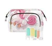 Foiosoh Borsa per il trucco estiva con motivo floreale margherita con cerniera, grande capacità, borsa cosmetica da viaggio, gioielli per cosmetici, unicorni pesca, farfalla, 1 formato, cartone