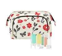 Foiosoh Borse cosmetiche bianche della pesca del camuffamento della borsa cosmetica impermeabile della borsa della moneta delle donne del raccoglitore della borsa, funghi rossi e fiori, 1 size,