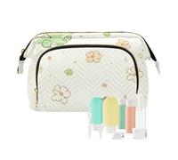 Foiosoh Borse cosmetiche bianche della pesca del camuffamento della borsa cosmetica impermeabile della borsa della moneta delle donne del raccoglitore della borsa, Simpatici dinosauri beige e verde, 1