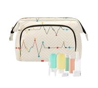 Foiosoh Borse cosmetiche portatili della borsa cosmetica semplice bianca dell'elettrocardiogramma con le borse cosmetiche della chiusura lampo per la borsa per il, cuore ed elettrocardiogramma beige,