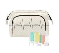 Foiosoh Borse cosmetiche portatili della borsa cosmetica semplice bianca dell'elettrocardiogramma con le borse cosmetiche della chiusura lampo per la borsa per il, elettrocardiogramma nero semplice, 1
