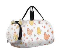Foiosoh Borsone da palestra con pollo, stile cartone animato, con scomparto per scarpe, multifunzionale, per viaggi, nuoto, danza, balletto