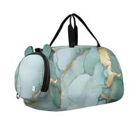 Foiosoh Borsone da viaggio per bambini, con scomparto per scarpe, leggero, per viaggi, sport, fitness e allenamento, Marmo Verde Salvia bianco, 1 size, Moderno/adattabile